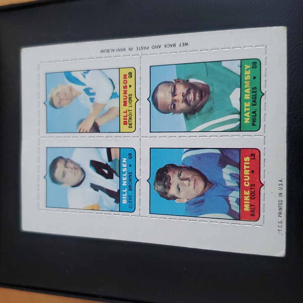 1969 Topps Football 4-in-1 BillNelson Bill Munson Mike Curtis NateRamsey